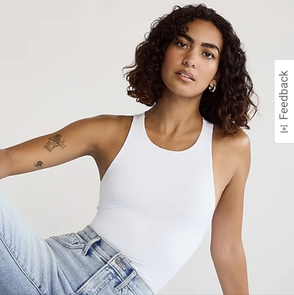 Express Tops - Express Body Contour Compression High Neck White Bodysuit size Medium